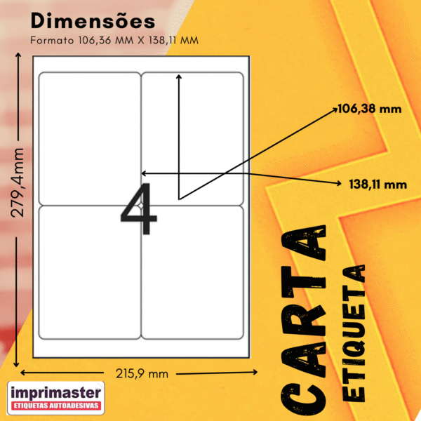 Etiqueta Adesiva Imprimaster Carta - 106,36 X 138,11mm - Cx 100 Folhas - 400 Etiquetas - Imagem 7