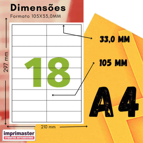 Etiquetas Adesivas Imprimaster A4 - 105 X 33 Mm | Cx 100 Folhas | 1800 Etiquetas - Imagem 10