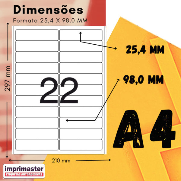 Etiquetas Adesivas Imprimaster A4 - 98,0 X 25,4mm - Cx 100 Folhas - 2200 Etiquetas - Imagem 8
