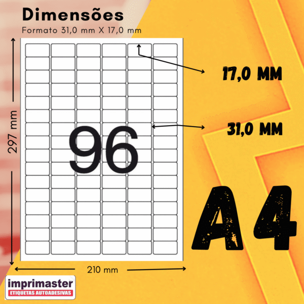 Etiquetas Adesivas Imprimaster A4 - 31,0 X 17,0mm - Cx 100 Folhas - 9600 Etiquetas - Imagem 8