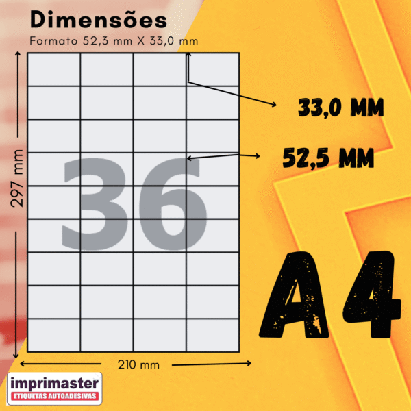 Etiquetas Adesivas Imprimaster A4 - 52,5 x 33 mm - Cx 100 Folhas - 3600 Etiquetas - Imagem 8