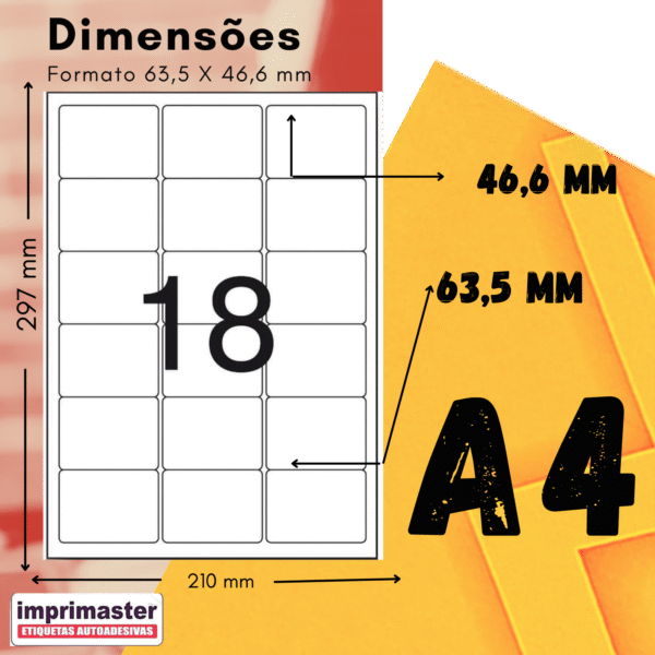 Etiquetas Adesivas Imrpmaster A4 - 63,5 x 46,6mm - Cx 100 Folhas - 1800 Etiquetas - Imagem 5