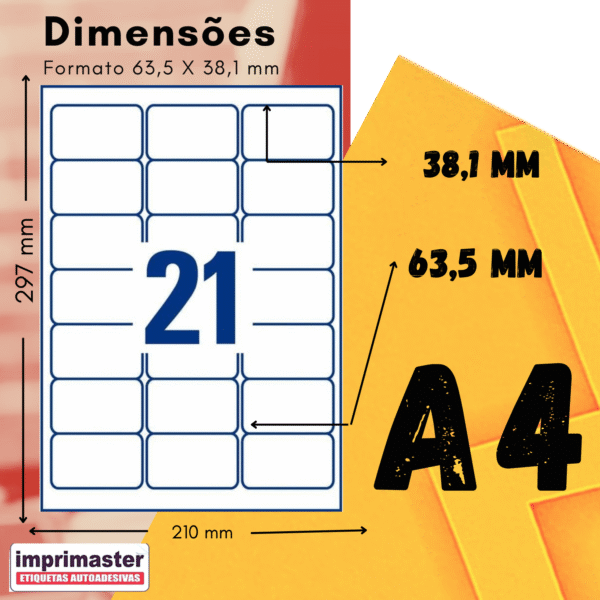 Etiquetas Adesivas Imprimaster A4 - 63,5 X 38,1mm - Cx100 Folhas - 2100 Etiquetas - Imagem 8