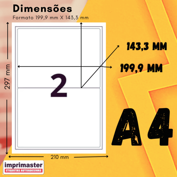 Etiqueta Adesiva Imprimaster 199,9 X 143,3 Mm | Modelo: A4 | CX 100 Folhas | 200 Etiquetas - Imagem 8