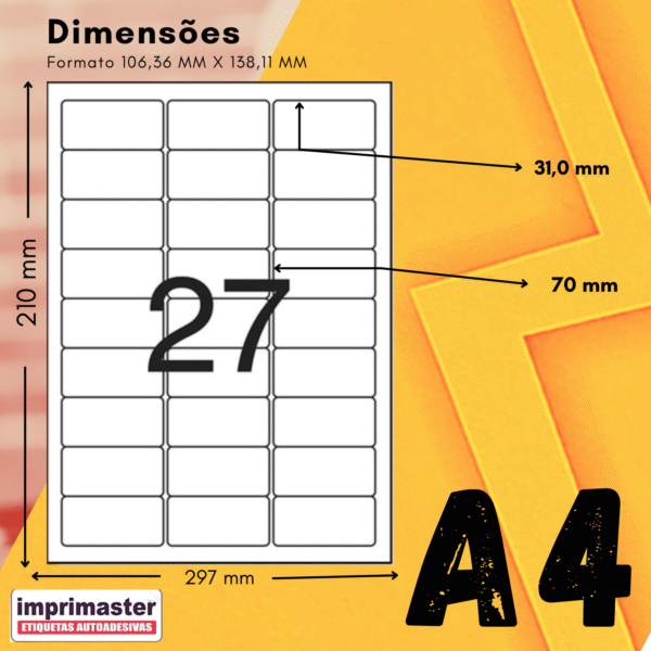 Etiquetas Adesiva Imprimaster A4 - 70 x 31,0mm - Cx 100 Folhas - 2700 Etiquetas - Imagem 7