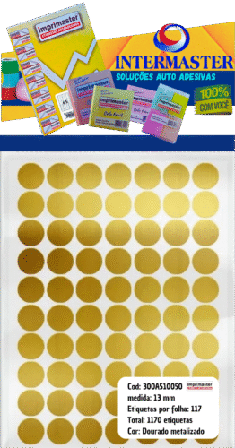 Etiqueta Multiuso Douradas e Prateadas - Redonda 13mm - 1170 Etiquetas