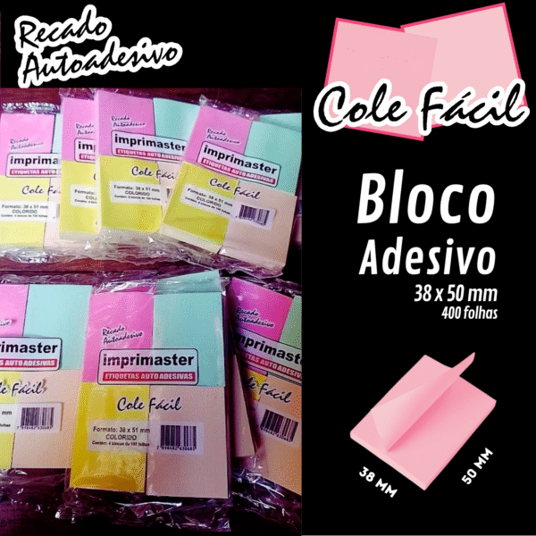 Kit 40 Blocos Recados Cole Fácil 38x50mm Colorido 100fls - Imagem 10