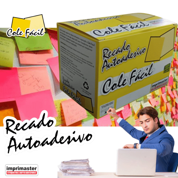 Kit 24 Blocos Adesivo Cole Fácil - Amarelo 2400 Folhas - Cx Office - Imagem 3