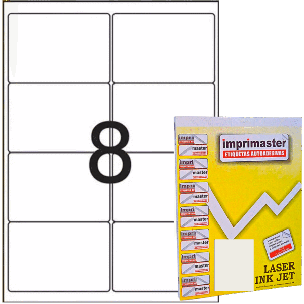 Etiqueta Adesiva Imprimaster A4 - 99,1 X 67,7mm - Cx 100 Folhas - 800 Etiquetas