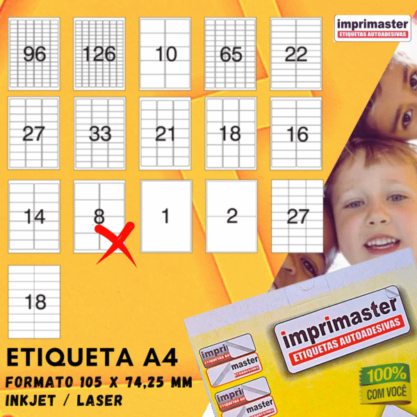 Etiqueta Adesiva Imprimaster A4 - 105,0 X 74,25mm - Cx 100 Folhas - 800 Etiquetas - Imagem 8