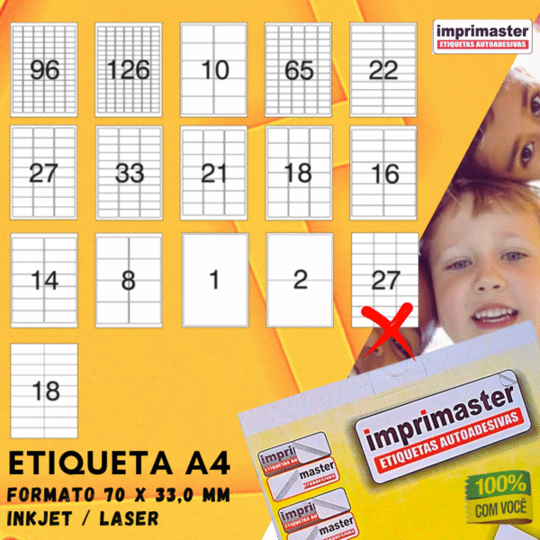 Etiqueta Adesiva Imprimaster A4 - 70 X 33,0mm - Cx 100 Folhas - 2700 Etiquetas - Imagem 8