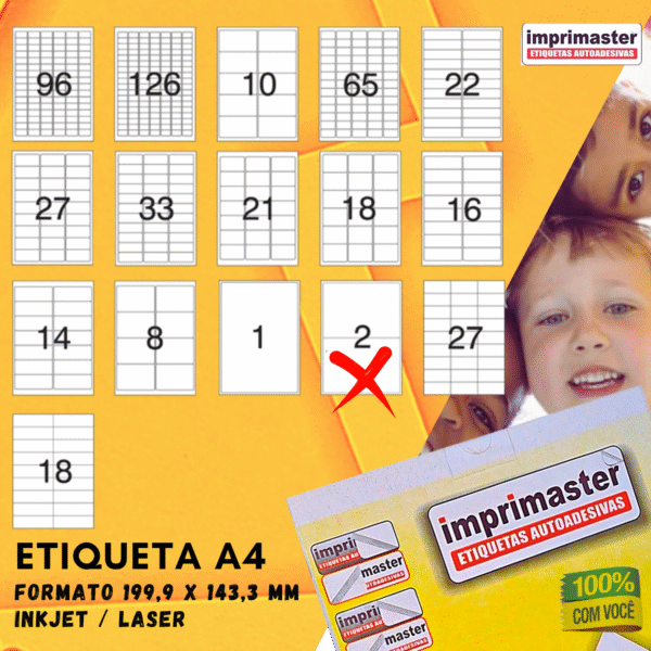 Etiqueta Adesiva Imprimaster 199,9 X 143,3 Mm | Modelo: A4 | CX 100 Folhas | 200 Etiquetas - Imagem 9