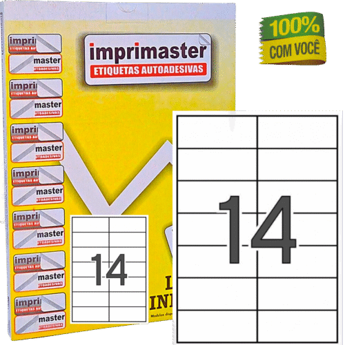 Etiquetas Adesivas Imprimaster A4 105 X 41,0mm - Cx 100 Folhas - 1400 Etiquetas