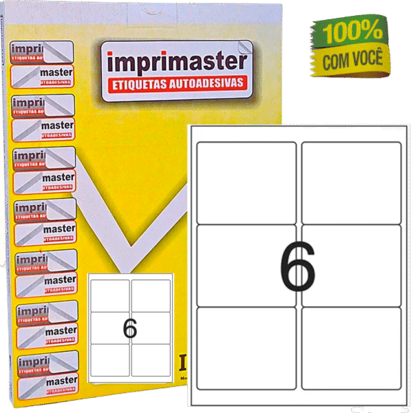 Etiquetas Adesivas Imprimaster Carta - 84,7x101,6mm - Cx 100 Folhas - 600 Etiquetas