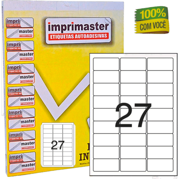 Etiquetas Adesiva Imprimaster A4 - 70 x 31,0mm - Cx 100 Folhas - 2700 Etiquetas