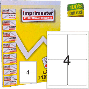 Etiqueta Adesiva Imprimaster Carta - 106,36 X 138,11mm - Cx 100 Folhas - 400 Etiquetas