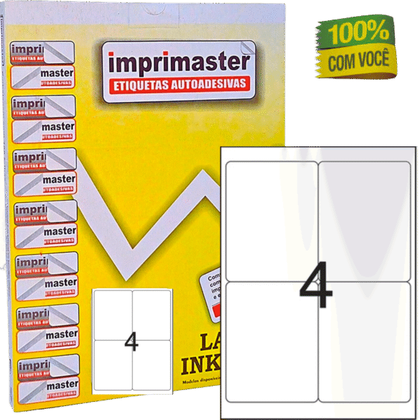 Etiqueta Adesiva Imprimaster Carta - 106,36 X 138,11mm - Cx 100 Folhas - 400 Etiquetas