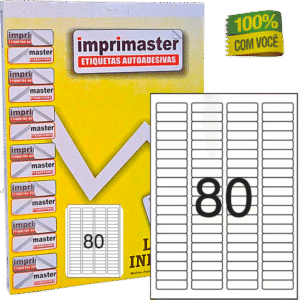 Etiqueta Adesiva Imprimaster Carta - 12,7 X 44,45mm - Cx 100 Folhas - 8000 Etiquetas