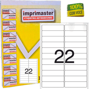 Etiquetas Adesivas Imprimaster A4 - 98,0 X 25,4mm - Cx 100 Folhas - 2200 Etiquetas
