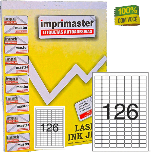 Etiqueta Adesiva Imprimaster A4 - 26 X 15mm - Cx 100 Folhas - 12.600 Etiquetas