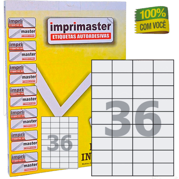 Etiquetas Adesivas Imprimaster A4 - 52,5 x 33 mm - Cx 100 Folhas - 3600 Etiquetas