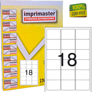 Etiquetas Adesivas Imrpmaster A4 - 63,5 x 46,6mm - Cx 100 Folhas - 1800 Etiquetas