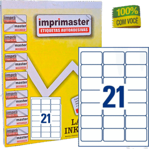 Etiquetas Adesivas Imprimaster A4 - 63,5 X 38,1mm - Cx100 Folhas - 2100 Etiquetas