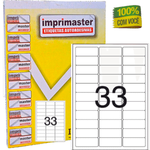 Etiqueta Adesiva Imprimaster A4 - 63,5 X 25,4mm - Cx 100 Folhas - 3300 Etiquetas