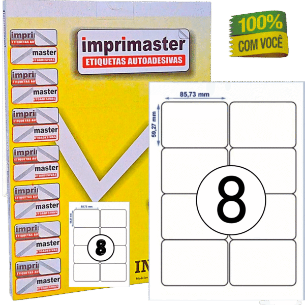 Etiquetas Adesiva Imprimaster 59,27 X 85,73 mm | Carta | Cx 100 Folhas | 800 Etiquetas - Imagem 2