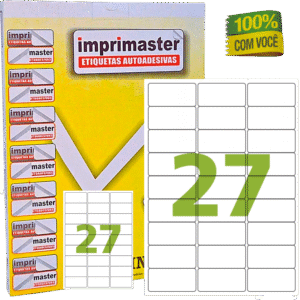 Etiquetas Adesivas Imprimaster A4 - 63,5 X 31mm - Cx 100 Folhas - 2700 Etiquetas