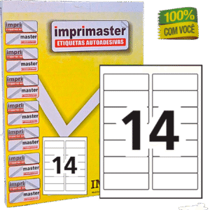 Etiquetas Adesivas Imprimaster A4 - 99,1 X 38,1mm | Cx 100 Folhas | 1400 Etiquetas