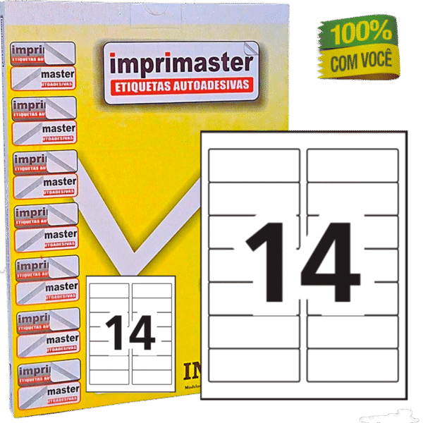 Etiquetas Adesivas Imprimaster A4 - 99,1 X 38,1mm | Cx 100 Folhas | 1400 Etiquetas
