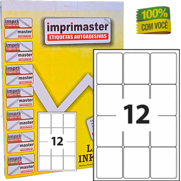 Etiquetas Adesivas Imprimaster A4 - 63,5 X 72mm - Cx 100 Folhas - 1200 Etiquetas