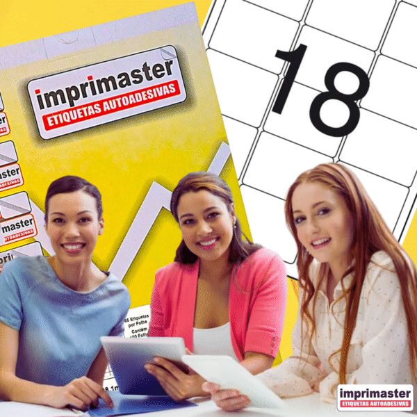 Etiquetas Adesivas Imrpmaster A4 - 63,5 x 46,6mm - Cx 100 Folhas - 1800 Etiquetas - Imagem 2