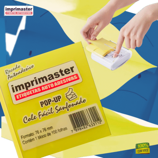 Kit 10 Blocos Adesivos Cole Fácil Pop Up 76x76 Mm - 1000 Folhas - Sanfonado - Imagem 3