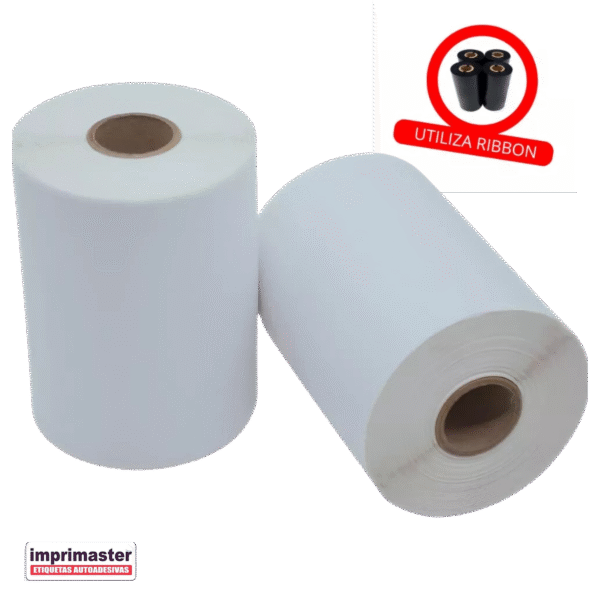 10 Rolos Etiqueta 100x100 (mm) 10x10 cm Couchê Zebra, Argox e Elgin - Cor: Branco - Imagem 3