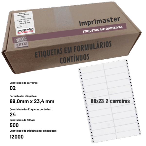 Etiqueta Matricial 30252002 2c Imprimaster 89x23 Mm C/12000 Etiquetas - Cor: Branco Fosco - Imagem 3
