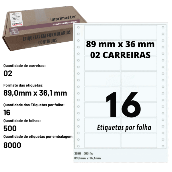 Etiqueta Matricial 30252002 2c Imprimaster 89x36 Mm C/8000 - Imagem 2