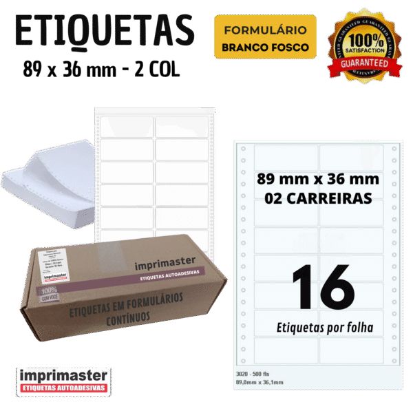 Etiqueta Matricial 30252002 2c Imprimaster 89x36 Mm C/8000 - Imagem 3