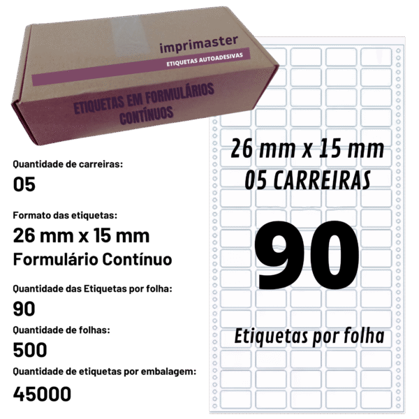 Etiqueta Matricial 3020102 5c Imprimaster 26 X 15 Mm C/45000 Cor Branco Fosco - Imagem 3