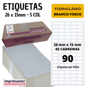 Etiqueta Matricial 3020102 5c Imprimaster 26 X 15 Mm C/45000 Cor Branco Fosco