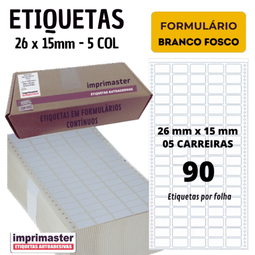 Etiqueta Matricial 3020102 5c Imprimaster 26 X 15 Mm C/45000 Cor Branco Fosco