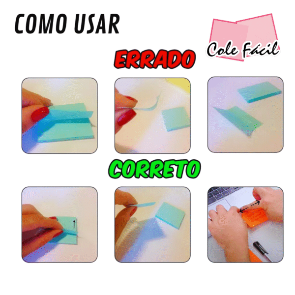 Kit 10 Blocos Recados 76x76mm Cole Fácil 4 Cores Neon 1000 Folhas | Cores: Rosa, Azul, laranja e Amarelo - Imagem 5
