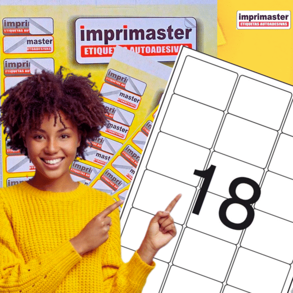 Etiquetas Adesivas Imrpmaster A4 - 63,5 x 46,6mm - Cx 100 Folhas - 1800 Etiquetas - Imagem 4
