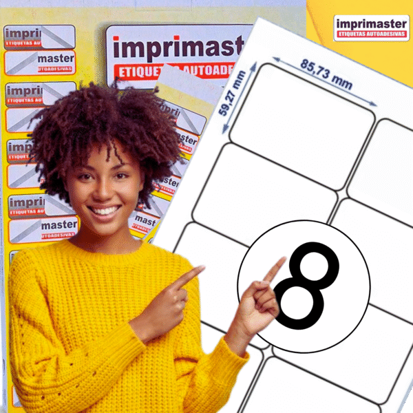 Etiquetas Adesiva Imprimaster 59,27 X 85,73 mm | Carta | Cx 100 Folhas | 800 Etiquetas - Imagem 5