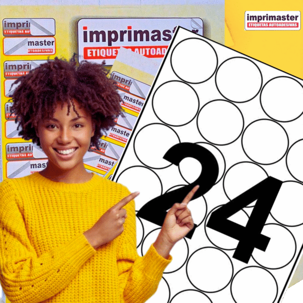 Etiquetas Adesivas Imprimaster Carta - 42,33mm (diâmetro) - Cx 100 folhas - 2400 Etiquetas Redondas - Imagem 5
