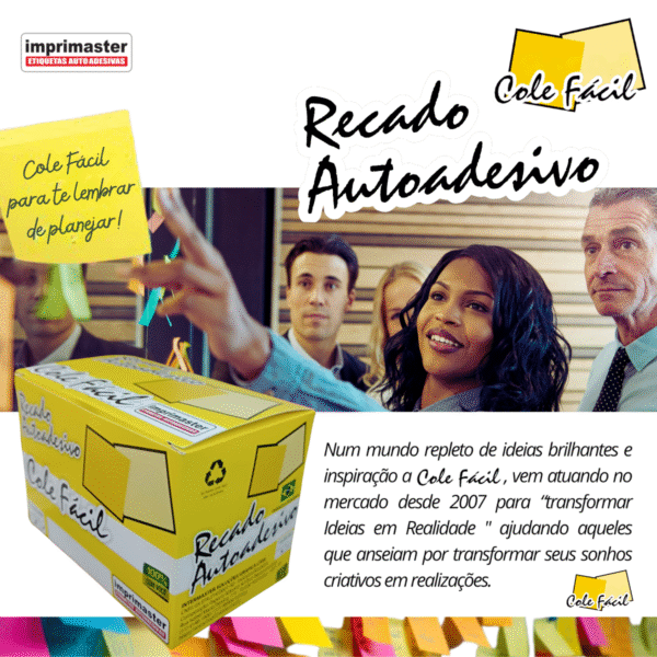 Kit 24 Blocos Adesivo Cole Fácil - Amarelo 2400 Folhas - Cx Office - Imagem 4