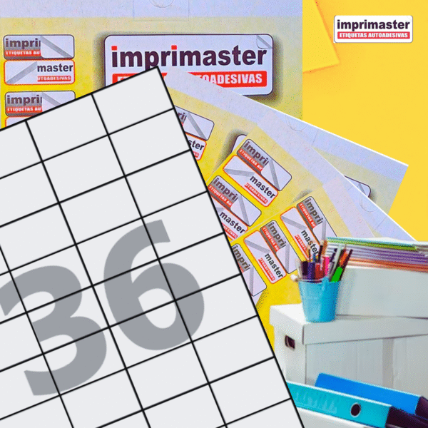 Etiquetas Adesivas Imprimaster A4 - 52,5 x 33 mm - Cx 100 Folhas - 3600 Etiquetas - Imagem 5