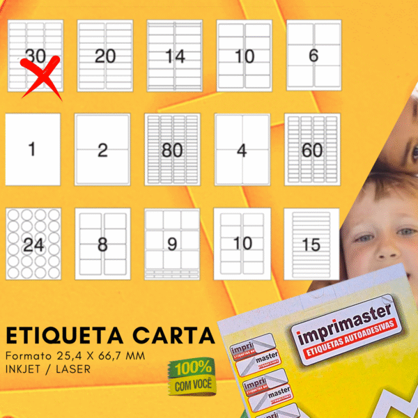 Etiqueta Adesiva Imprimaster Carta - 25.4 X 66,7mm - Cx 100 Folhas - 3000 Etiquetas - Imagem 5