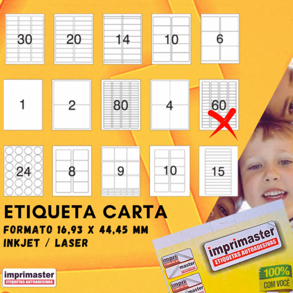 Etiqueta Adesiva Imprimaster Carta - 16,93 X 44,45 mm - Cx 100 Folhas - 6000 Etiquetas - Imagem 6